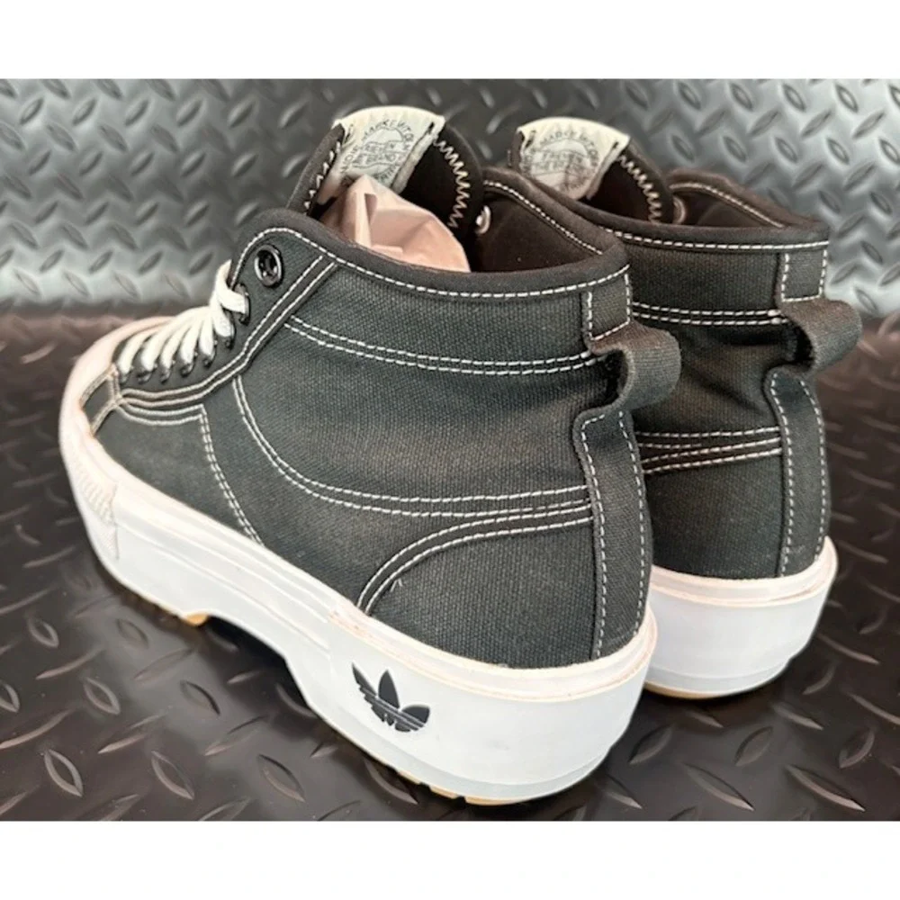 Adidas Nizza Trek Adilette Platform Womens black canvas sneakers size 8.5 - Picture 4 of 8